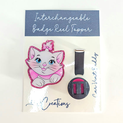 Belle Of The Bow Badge Reel Topper /  Cute Cat Car Vent Clip / Interchangeable ID Holder For Work