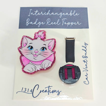 Belle Of The Bow Badge Reel Topper /  Cute Cat Car Vent Clip / Interchangeable ID Holder For Work