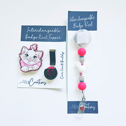 Belle Of The Bow Badge Reel Topper /  Cute Cat Car Vent Clip / Interchangeable ID Holder For Work