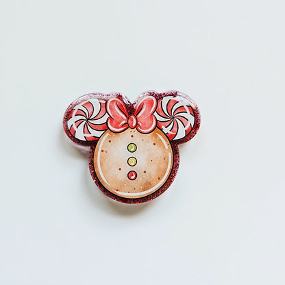 Merry Magical Swirls Gingerbread Mouse Badge Reel Topper 🎄 Festive Holiday Cheer for Work & Car 🐭 Cute Gingerbread Car Vent Clip & Christmas Nurse ID Holder
