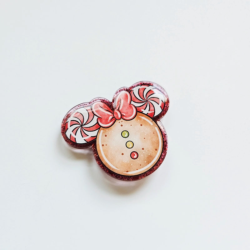 Merry Magical Swirls Gingerbread Mouse Badge Reel Topper 🎄 Festive Holiday Cheer for Work & Car 🐭 Cute Gingerbread Car Vent Clip & Christmas Nurse ID Holder