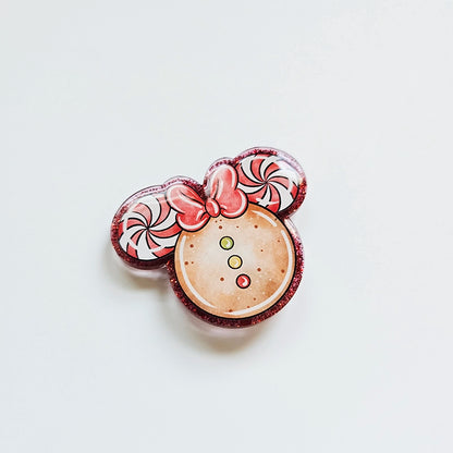 Merry Magical Swirls Gingerbread Mouse Badge Reel Topper 🎄 Festive Holiday Cheer for Work & Car 🐭 Cute Gingerbread Car Vent Clip & Christmas Nurse ID Holder