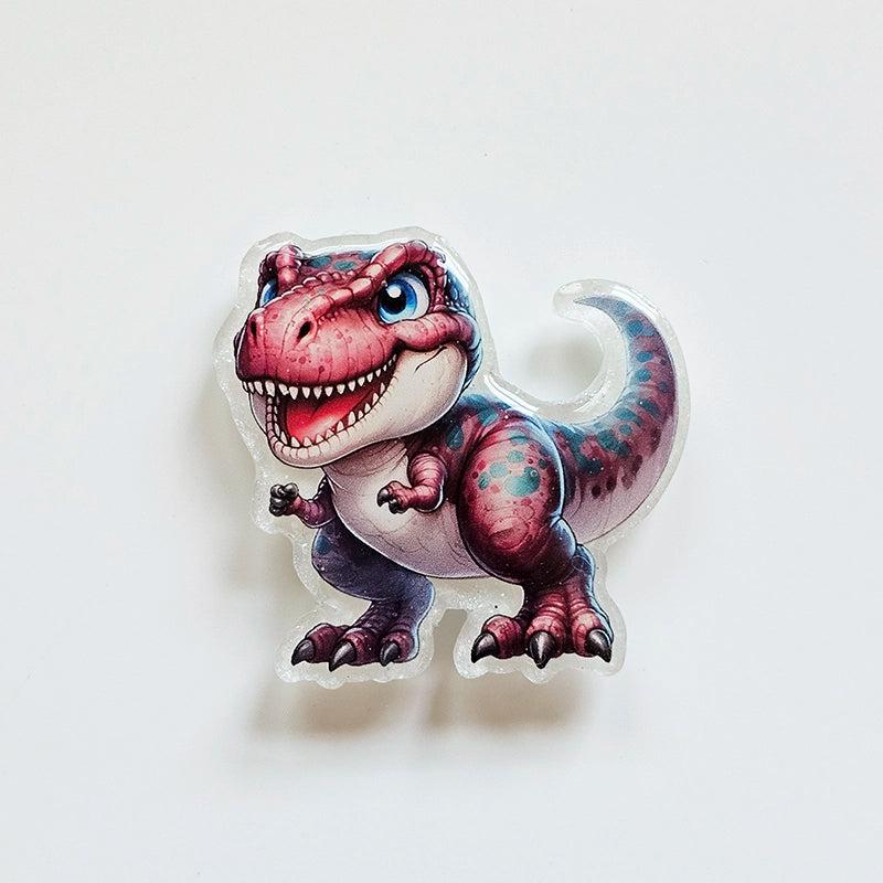 T-Rex Badge Reel Topper /  Cute Dinosaur Car Vent Clip / Interchangeable ID Holder For Work