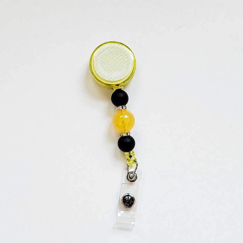 Bumble Bling Badge Reel  - Interchangeable Beaded Badge Reel Clip -  Cute ID Holder For Work