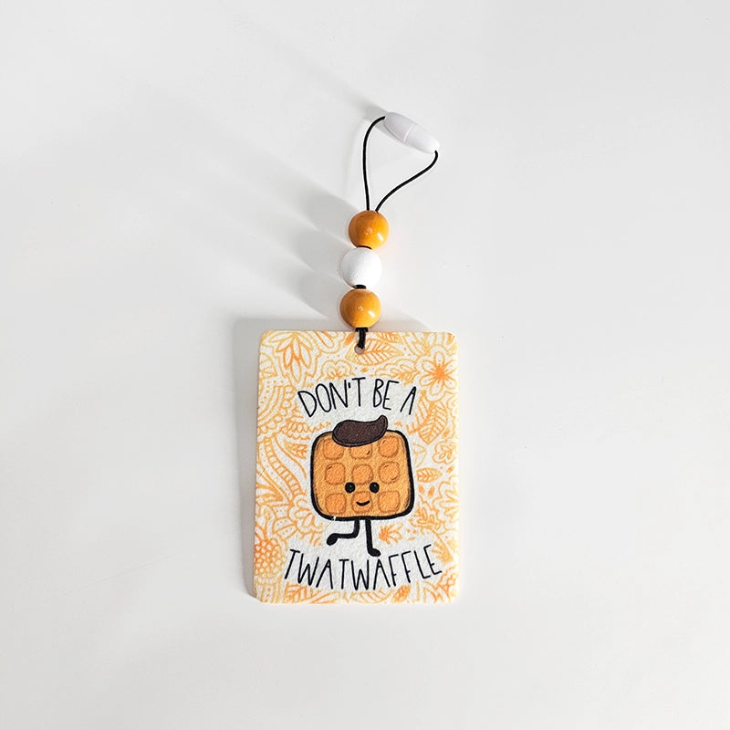 Don't Be A Twatwaffle Air Freshener - Waffle Themed Small Spaces Hanging Diffuser - Funny Air Freshener