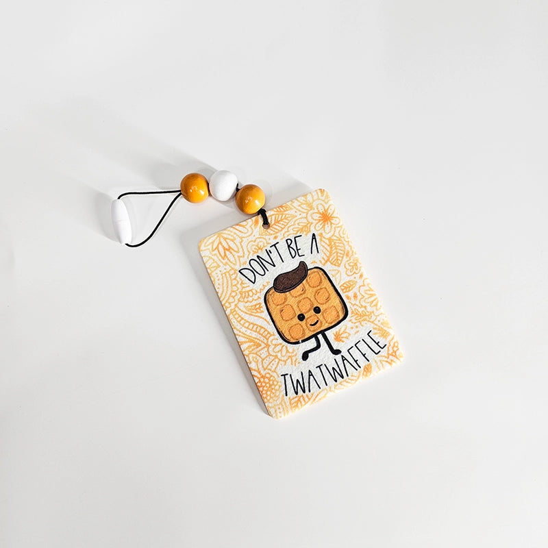 Don't Be A Twatwaffle Air Freshener - Waffle Themed Small Spaces Hanging Diffuser - Funny Air Freshener