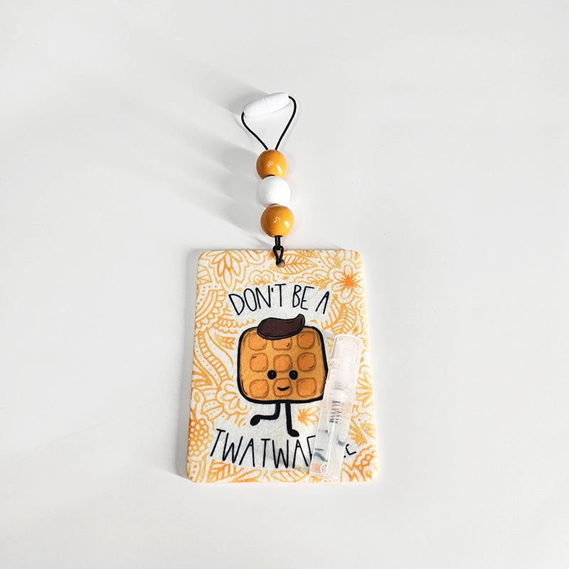 Don't Be A Twatwaffle Air Freshener - Waffle Themed Small Spaces Hanging Diffuser - Funny Air Freshener