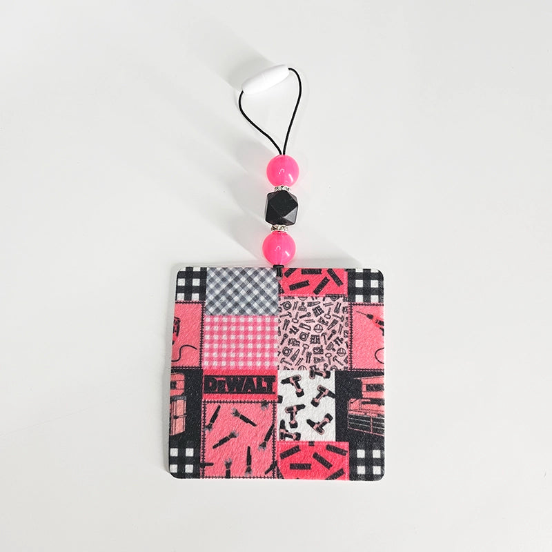 Tools Are A Girls Best Friend Air Freshener -  Pink Patchwork Themed Small Spaces Hanging Diffuser - Gift For Her