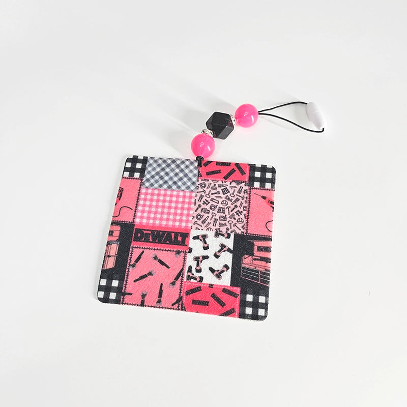 Tools Are A Girls Best Friend Air Freshener -  Pink Patchwork Themed Small Spaces Hanging Diffuser - Gift For Her