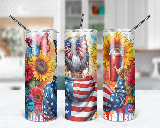 Star Spangled Spirit Tumbler / Patriotic 4th Of July Tumbler / America Independence Day Tumbler With Straw