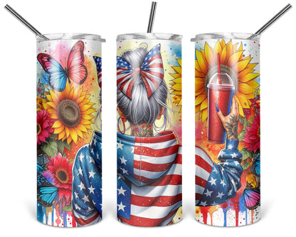 Star Spangled Spirit Tumbler / Patriotic 4th Of July Tumbler / America Independence Day Tumbler With Straw