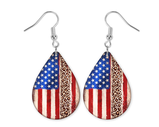 Fourth of July Flag Teardrop Earrings