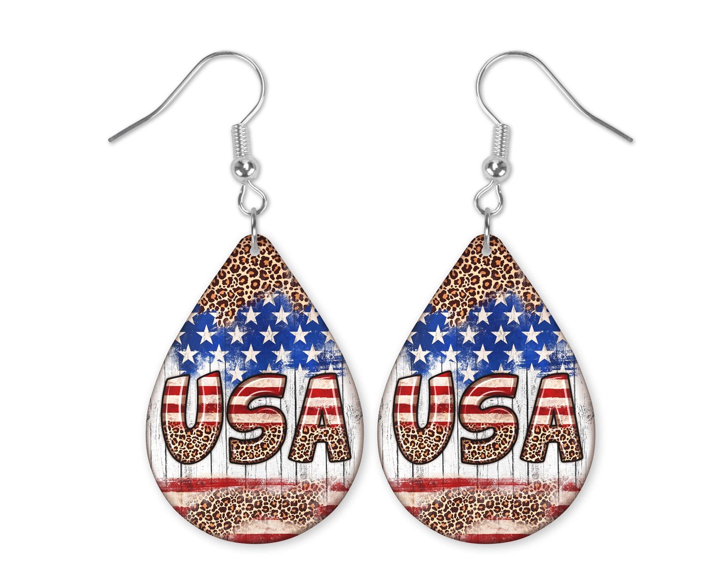 Fourth of July USA Teardrop Earrings