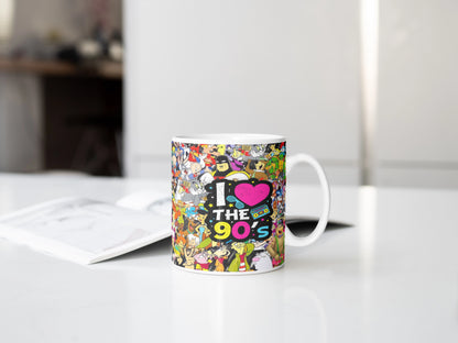 I Love The 90's, Nostalgic 90's Love Mug,  Hot Tea Time Machine Cup, The Perfect Gift for Throwback Fans