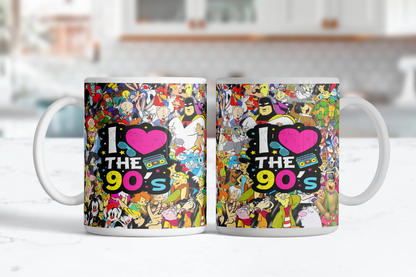 I Love The 90's, Nostalgic 90's Love Mug,  Hot Tea Time Machine Cup, The Perfect Gift for Throwback Fans