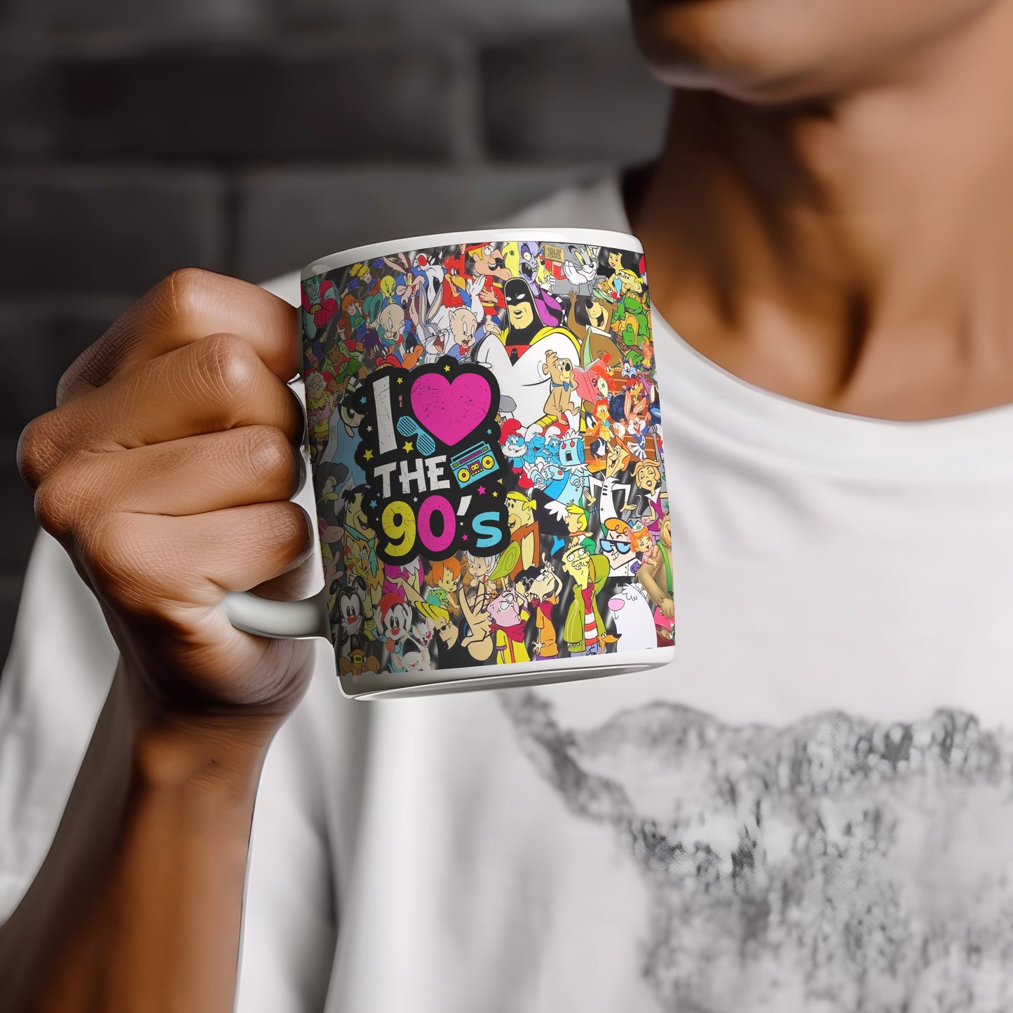 I Love The 90's, Nostalgic 90's Love Mug,  Hot Tea Time Machine Cup, The Perfect Gift for Throwback Fans