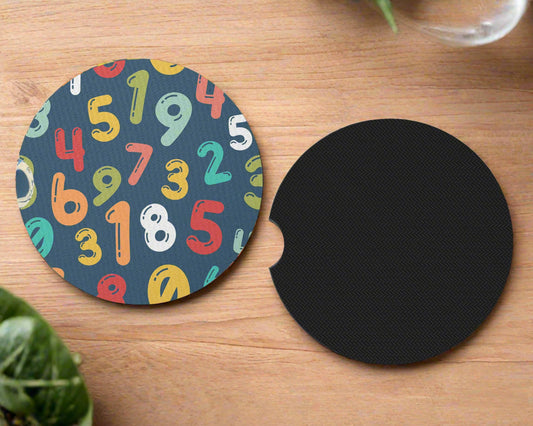 Navy number-print coaster beside its black underside