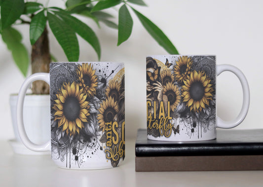 Anti Social Butterfly Mug – Embrace Your Introverted Style with Every Sip! 🌻 Coffee Cup For Introverts Gift For 🦋 Butterfly Lovers