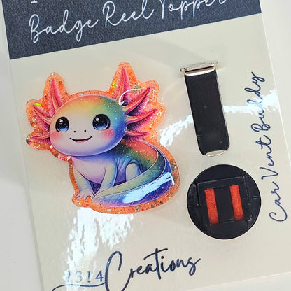 Axolotl Interchangeable Badge Reel /Cute  Car Vent Clip / Adorable Badge Reel Topper /  Badge Reel For Work