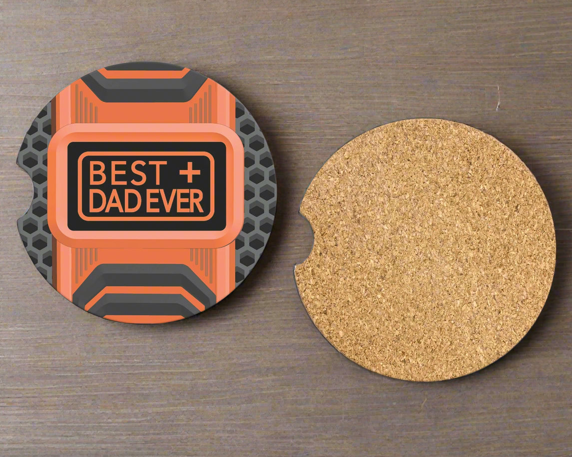 Best Dad Ever Coasters - Stroller Cup Holder Coasters For Dad - Vehicle Decor For Him