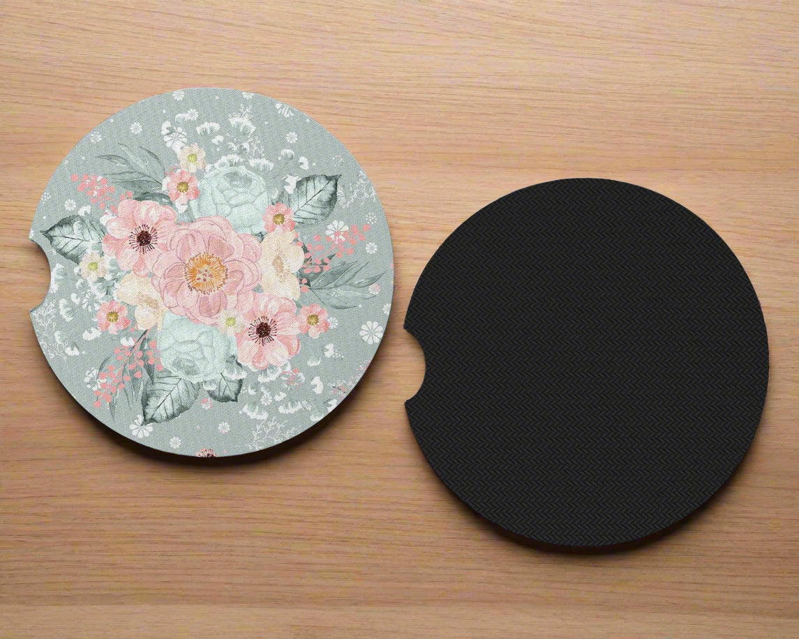 Blooms of Harmony Coasters - Stroller & Car Seat Cup Holder Coasters  - Floral Vehicle Decor Gift For Her