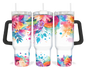 Bold Botanicals Tumbler - 40oz Colorful Floral Tumbler With Handle - Gift For Her