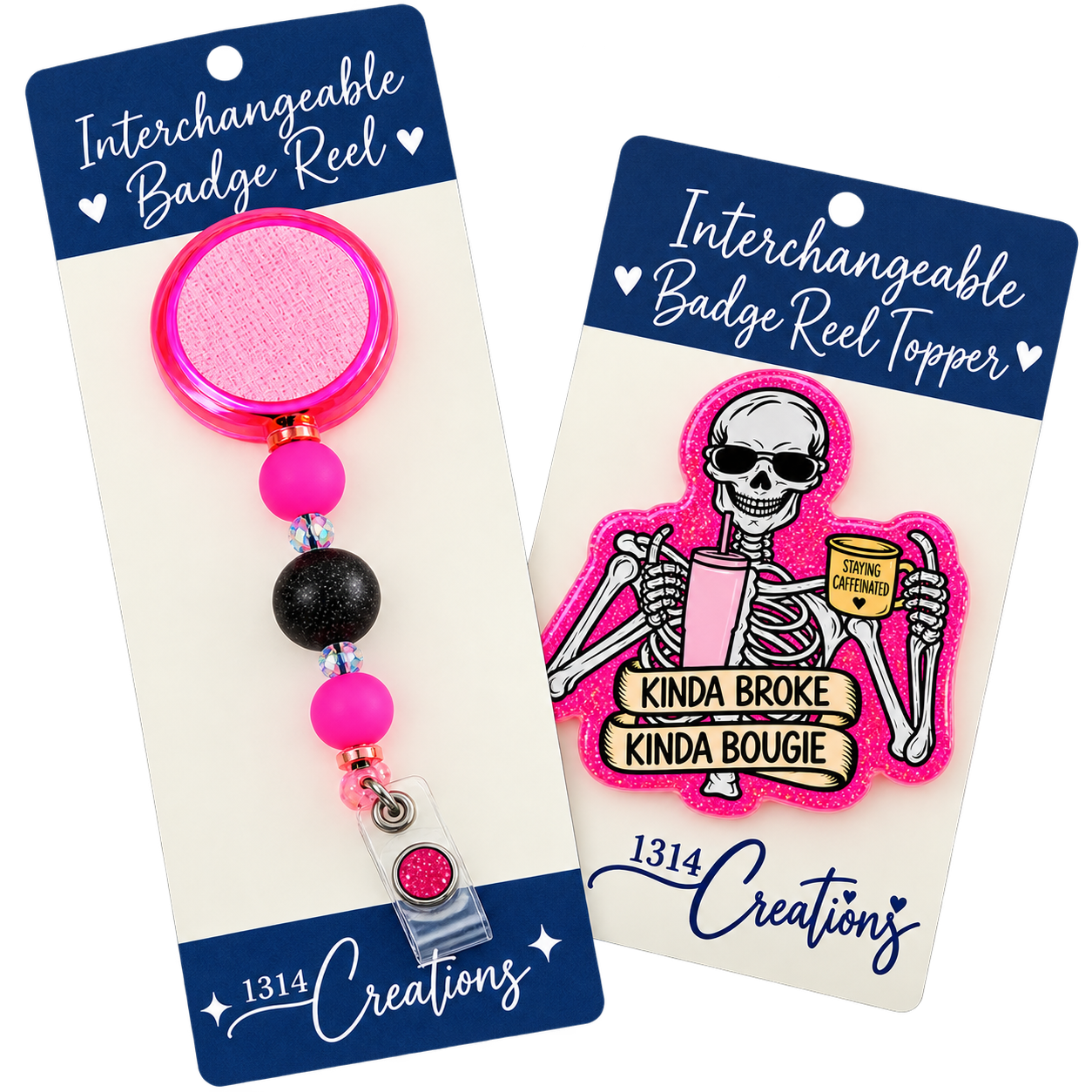 Broke, Bougie & Clocked | Interchangeable Beaded Badge Reel