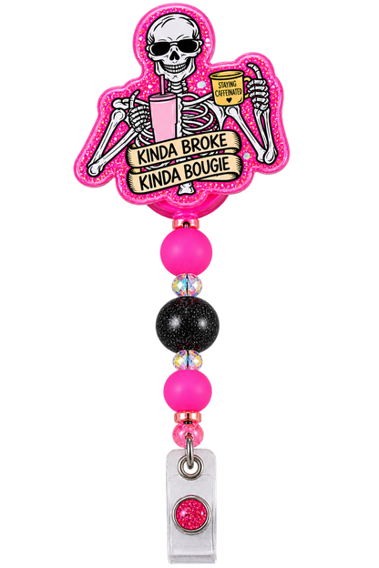 Broke, Bougie & Clocked | Interchangeable Beaded Badge Reel