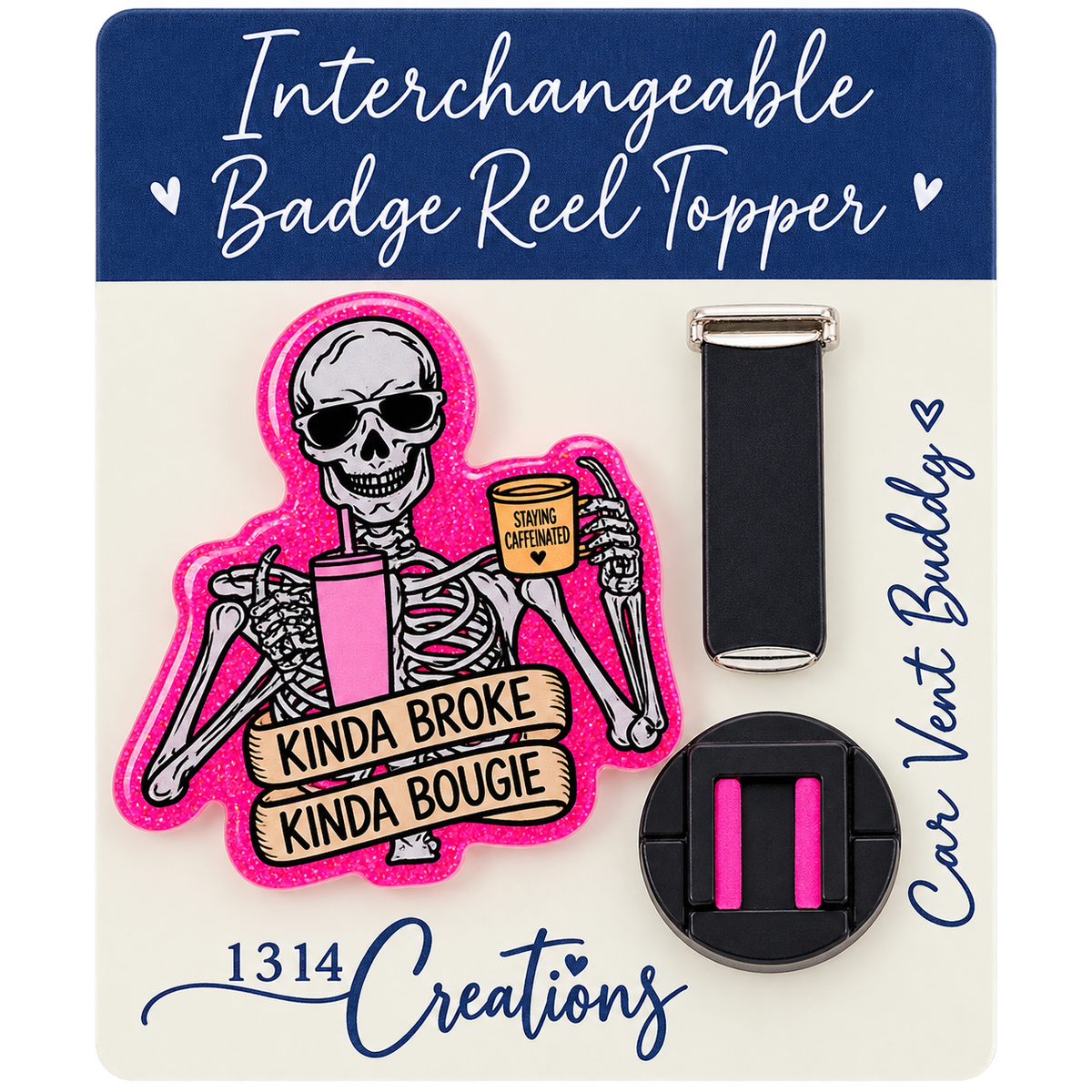 Broke, Bougie & Clocked | Interchangeable Beaded Badge Reel