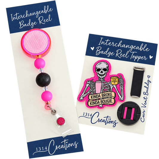 Broke, Bougie & Clocked | Interchangeable Beaded Badge Reel