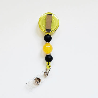 Bumble Bling Badge Reel  - Interchangeable Beaded Badge Reel Clip -  Cute ID Holder For Work