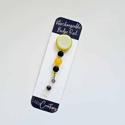 Bumble Bling Badge Reel  - Interchangeable Beaded Badge Reel Clip -  Cute ID Holder For Work