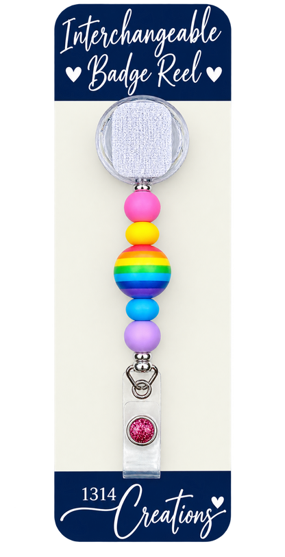 Care, Share & Clock In | Interchangeable Badge Reel Topper