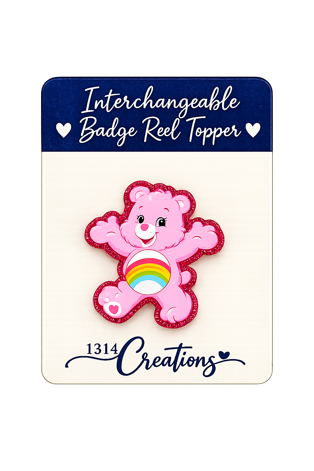 Care, Share & Clock In | Interchangeable Badge Reel Topper