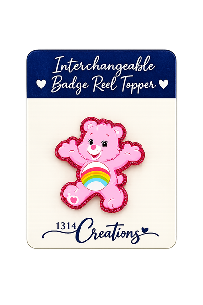 Care, Share & Clock In | Interchangeable Badge Reel Topper