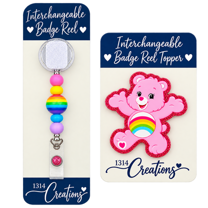 Care, Share & Clock In | Interchangeable Badge Reel Topper