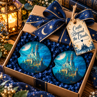 Castle Beyond the Clouds enchanted castle car coaster set presented as a magical gift