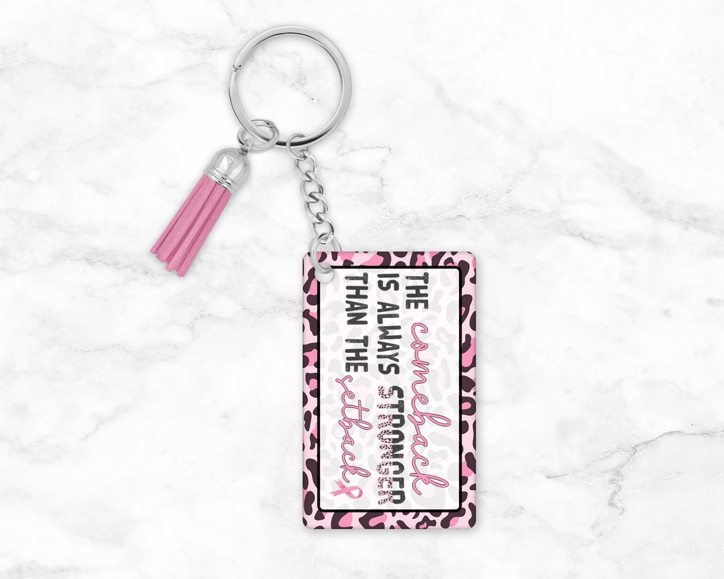 Comeback is Stronger than Setback - Renewed Vitality Breast Cancer Keychain 💖 Inspirational Cancer Warrior Gift