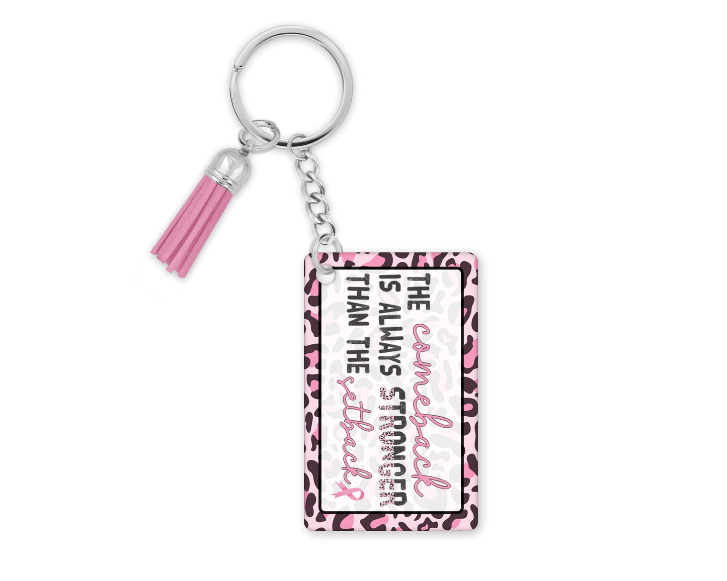 Comeback is Stronger than Setback - Renewed Vitality Breast Cancer Keychain 💖 Inspirational Cancer Warrior Gift