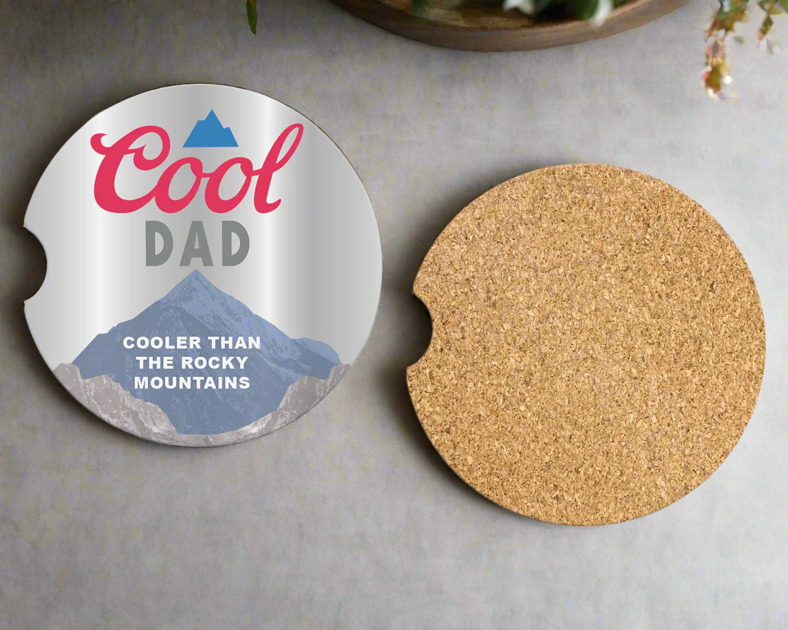 Cool Dad Coasters - Set of 2 Funny Cup Holder Coasters - Gift For Dad