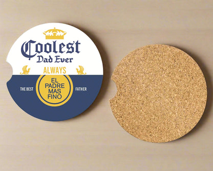 Coolest Dad Ever Coasters - Set of 2 Funny Cup Holder Coasters - Gift For Dad