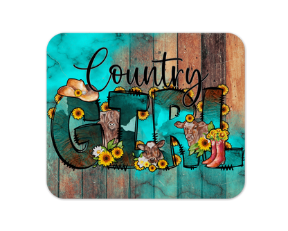 Country Girl Mouse Pad / Cowgirl Laptop Desk Pad / Cute Western Office Decor