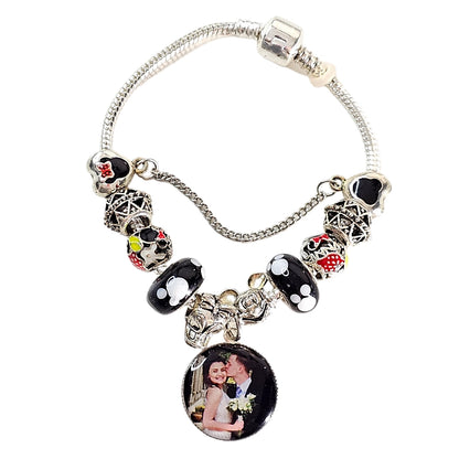 🪄 Enchanted Memories Personalized Photo Charm Bracelet! ✨ Silver Mouse Themed Charm Bracelet ✨ Family Vacation Bracelet