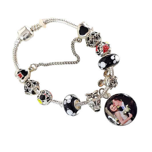 🪄 Enchanted Memories Personalized Photo Charm Bracelet! ✨ Silver Mouse Themed Charm Bracelet ✨ Family Vacation Bracelet