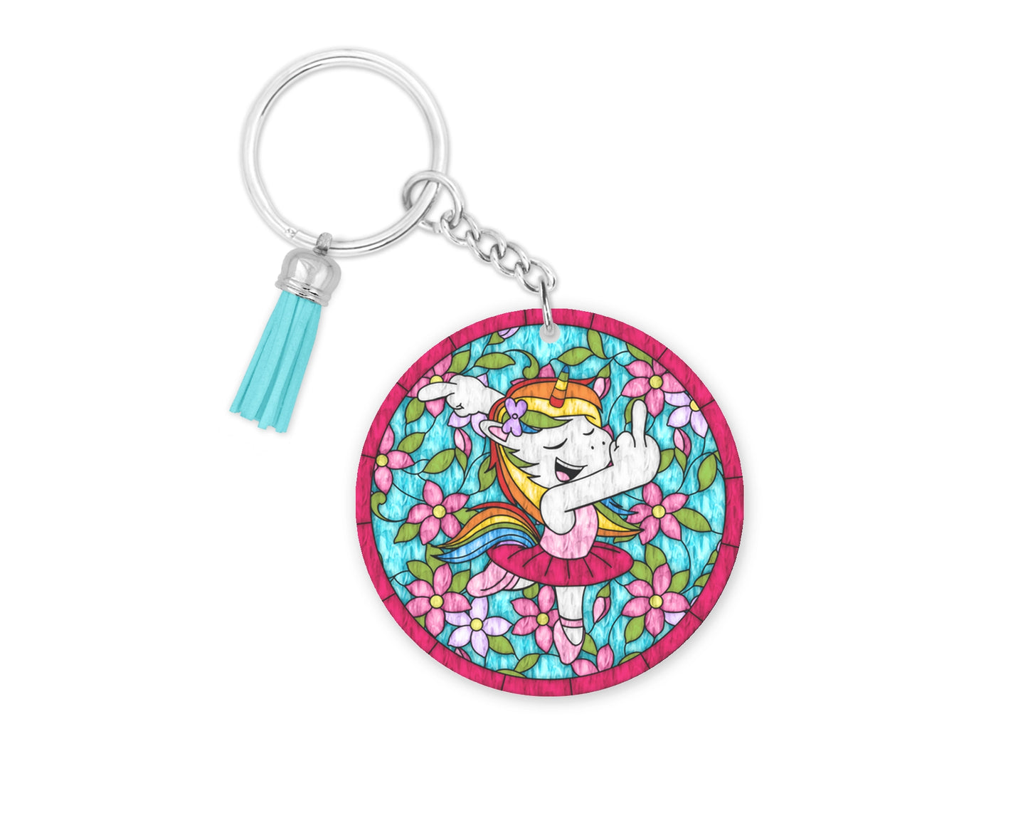 Sassy Unicorn Keychain -  Rainbow Unicorn Keyring -  Funny Key Tag Lanyard Gift For Unicorn Lovers