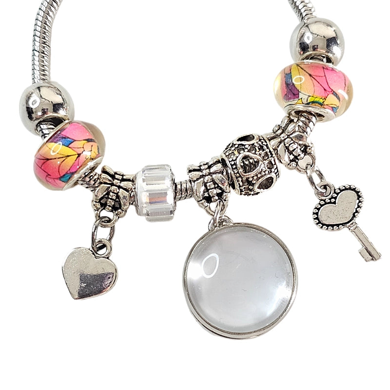 Floral Elegance Memory Charm Bracelet 🌟 Adjustable Photo Charm Bracelet 🌟Gift For Her 🌟Memorial Bracelet