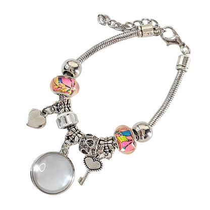 Floral Elegance Memory Charm Bracelet 🌟 Adjustable Photo Charm Bracelet 🌟Gift For Her 🌟Memorial Bracelet