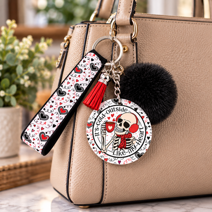 Frosted Soul wristlet keychain hanging from a purse