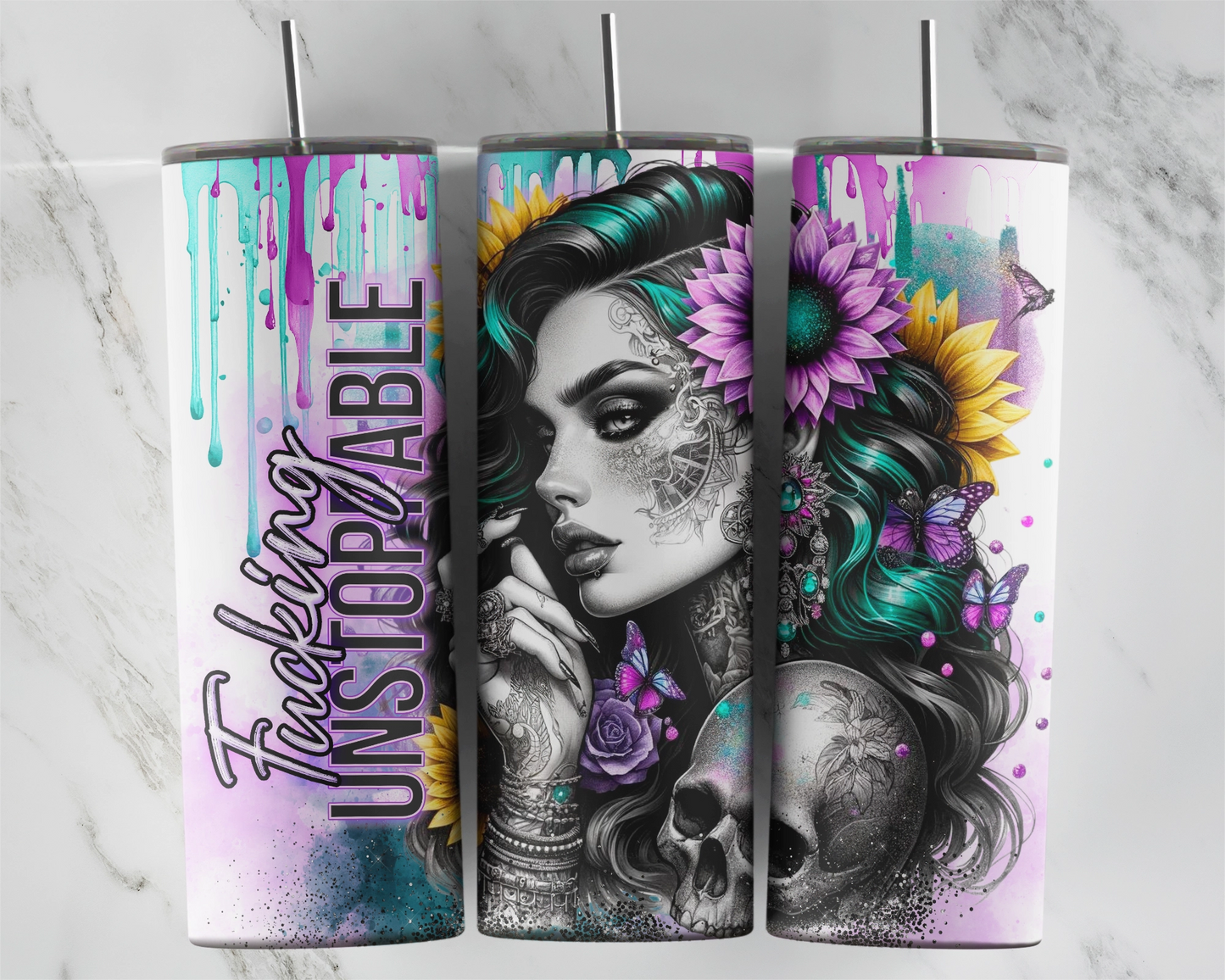 F*cking Unstoppable Tumbler | Sassy Motivational Tumbler With Straw | Bold Affirmation Gift for Her