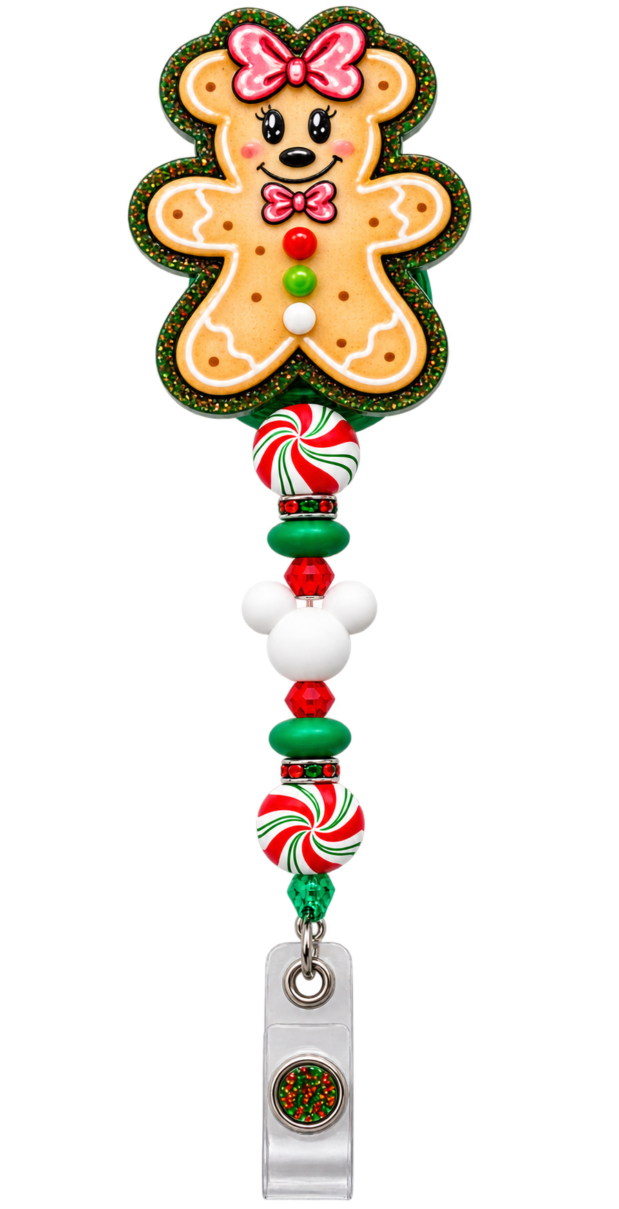 Gingerbread Workday Magic | Interchangeable Badge Reel Topper & Beaded Badge Reel Set